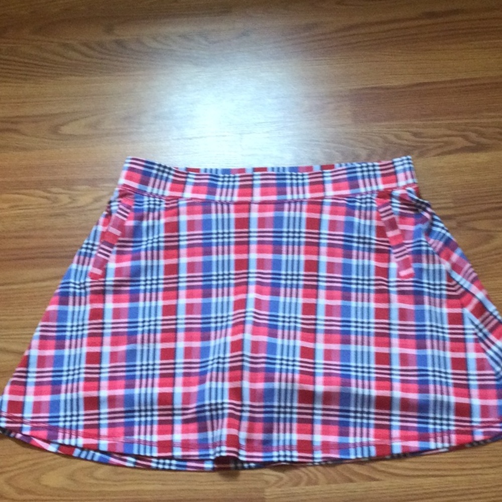 Talbots plaid skort. Large. Red, white and blue plaid.